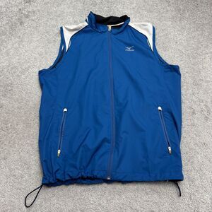 Mizuno Lightweight Running Vest Jacket Mens Medium Blue White Athletic Sample